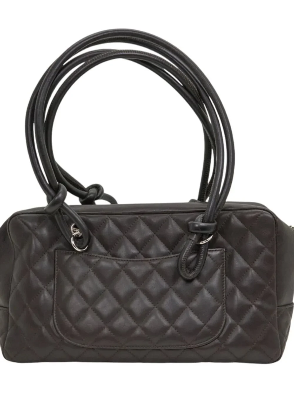 Chanel Black Lambskin Quilted Cambon Bowler Bag Silver Hardware
